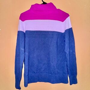 Land's End Women's 100% Cashmere Colorblock Mock Neck Sweater Size Medium